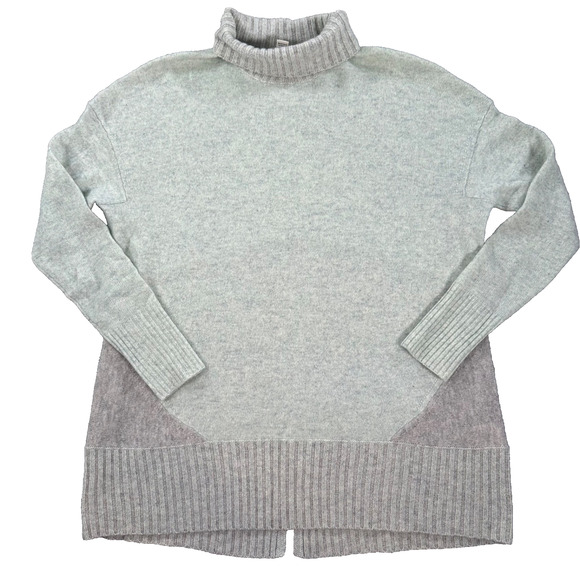 White + Warren Turtleneck Cashmere Sweater Women's X-Small Split Hem Colorblock - Picture 1 of 8